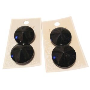 La Mode 4pc Large Shank Buttons Round Pyramid Black Plastic 1 1/8 Inch